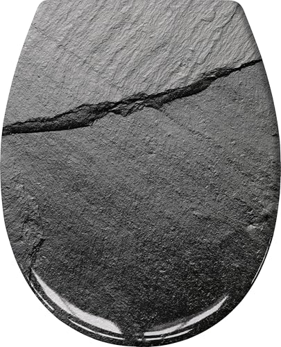 Kleine Wolke WC-Sitz Slate mit Absenkautomatik, Farbe: Schiefer, Material: Duroplast, Größe: 37x 45 cm