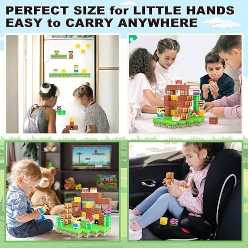 Image of 74 Pcs Magnetic Building Blocks Set for Kids Minecraftd Style Educational Construction STEM Learning Building Blocks Set Gift Toy for Kids Boys & Girls (B-1)