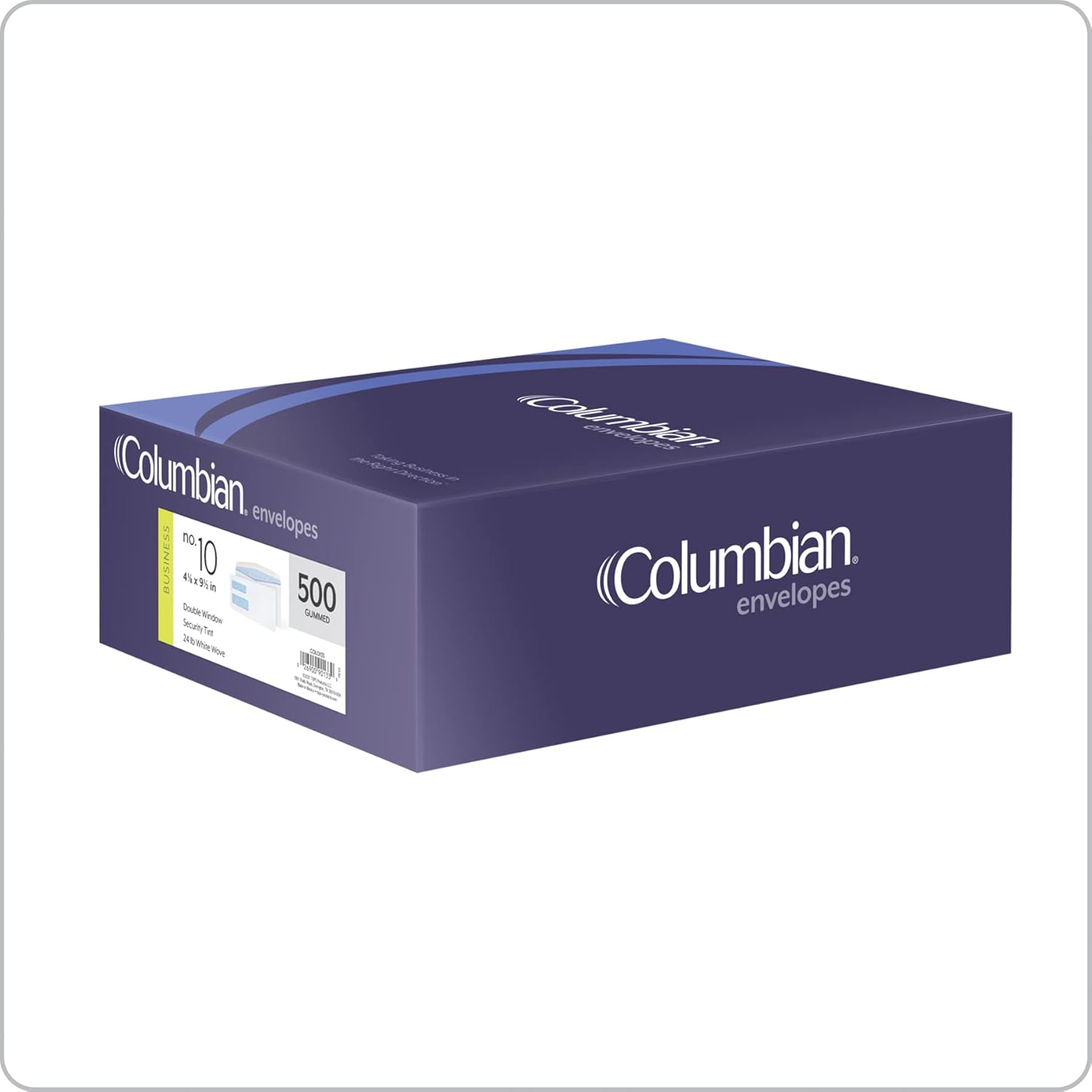 Columbian White Gummed 4 1/8 x 9 1/2 Inch Double-Window Business Envelopes 500 Count (CO133)