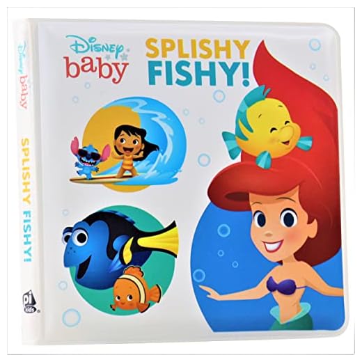 Disney Baby Moana, Little Mermaid, Finding Nemo and More!- Splishy Fishy! Waterproof Bath Book / Bath Toy - PI Kids