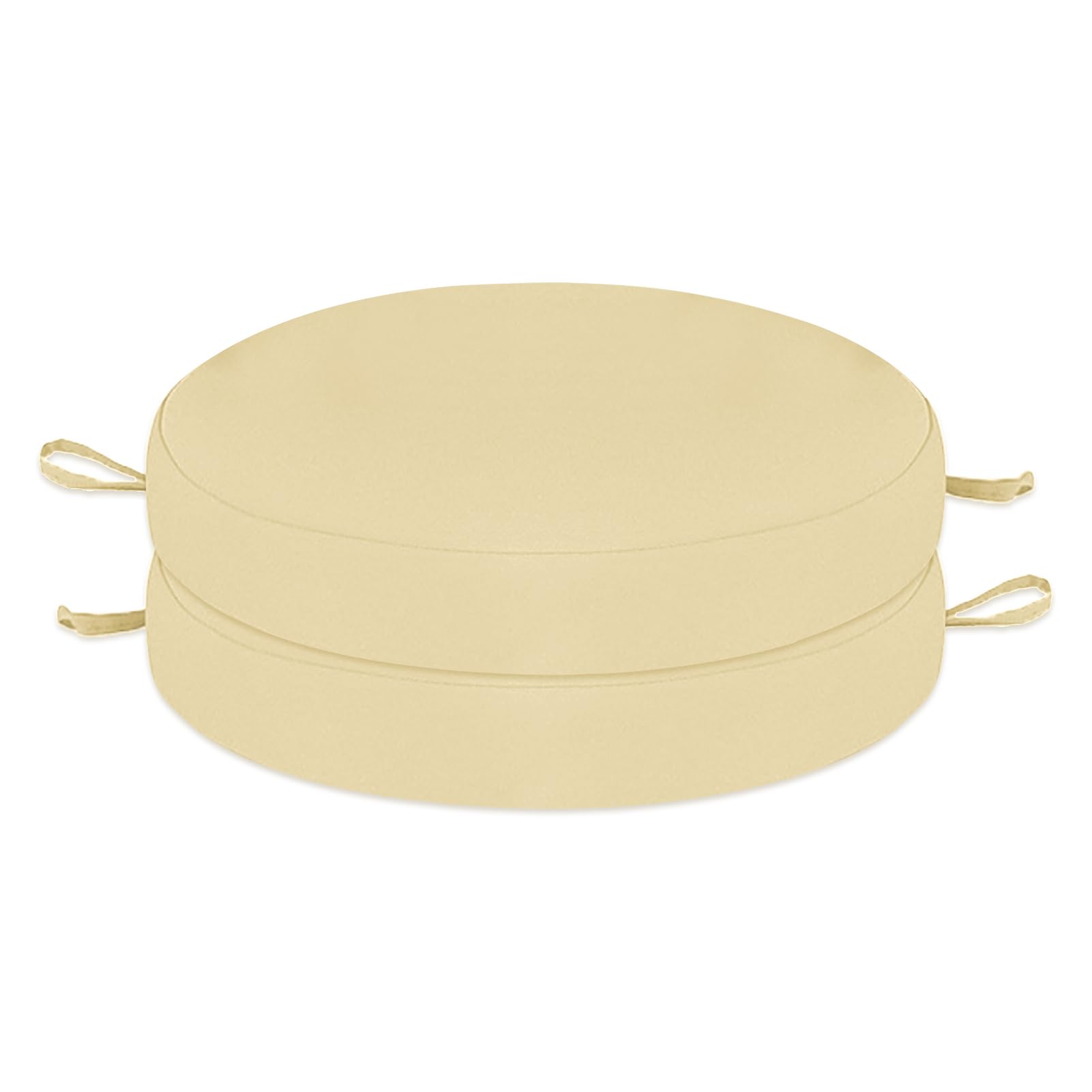 Wokuaile Outdoor Bistro Chair Cushions Set of 2, Waterproof Outdoor Round Seat Cushions with Ties for Home Garden Furniture, Beige, 19x19x2 In โ image 1