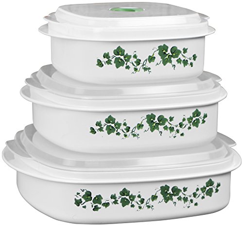 Reston Lloyd 6-Piece Microwave Cookware, Steamer, Storage Set Corelle Coordinates, White