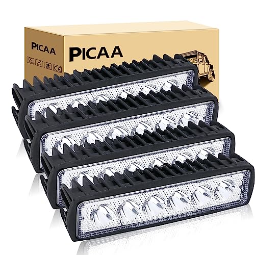 PICAA Foco de trabajo LED 4PCS 6 pulgadas 18W Mini LED Spot Tractor 12V-24V 6000K Focos LED para Tractores IP68 Impermeable Luz de Niebla Coche,SUV, UTV, ATV, Off-road,Camión,Moto,Barco