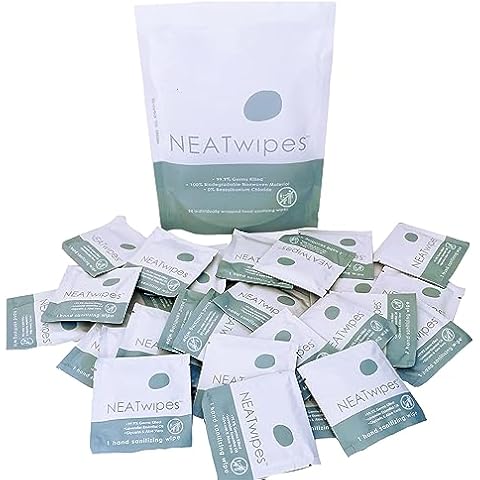 NEATwipes Hand Sanitizing Wipes | Travel Size | Disposable Wet Wipe & Planet Friendly | Lavender Essential Oil & Soothing Aloe | 24 Individually Wrapped Wipes per Package Cover