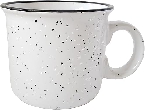 Miniatura 2 de Essential Drinkware - Taza de cerámica para fogata de 14 onzas juego de 4 color blanco con acabado moteado taza de café duradera y gruesa para
