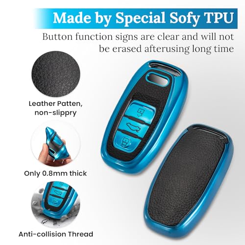 Image of Key Fob Cover for Audi, Braided Loop Keychain Accessory, Blue