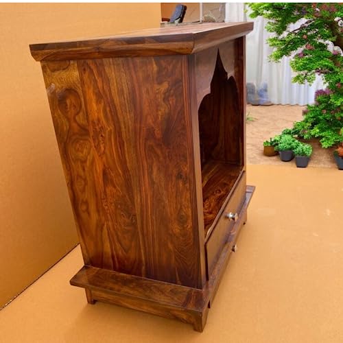 Image of Wudniture Sheesham Wood Handcraft Temple for Home & Office | Wooden Temple - Walnut Brown
