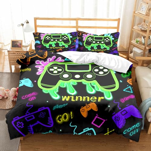 Gamer Bettwäsche Sets Für Jungen 135x200,Gaming Bettbezug Kinder Teens