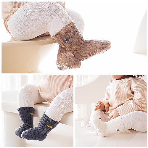 J Poqobog Baby Crew Socks,Grips Combed Cotton Socks Toddler Non-Skid For Girls,Boys Non Slip/Anti Skid 9-Pack thumb #3