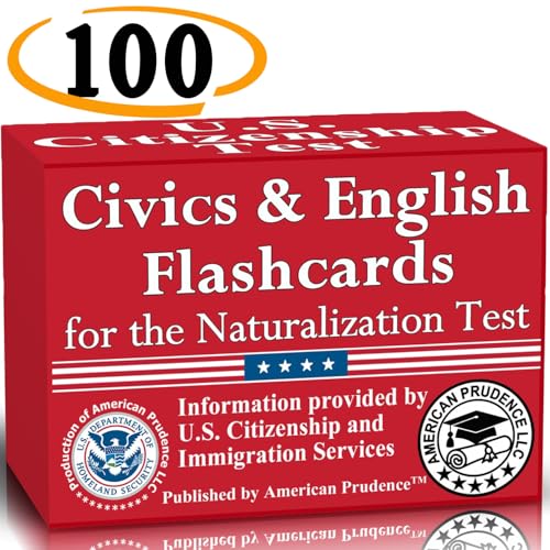 US Citizenship Flash Cards to study for the Naturalization test includes 100 USCIS illustrated questions and answers for American Civics and English...