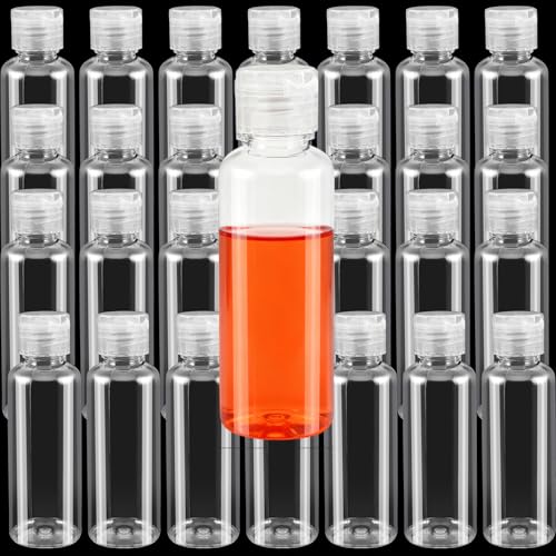 ZEONHAK 40 Pack 4oz Plastic Squeeze Bottles with Top Flip Cap, Clear Travel Bottles for Toiletries, Empty Refillable Squeeze Containers for Shampoo, Lotion, Travel Accessories