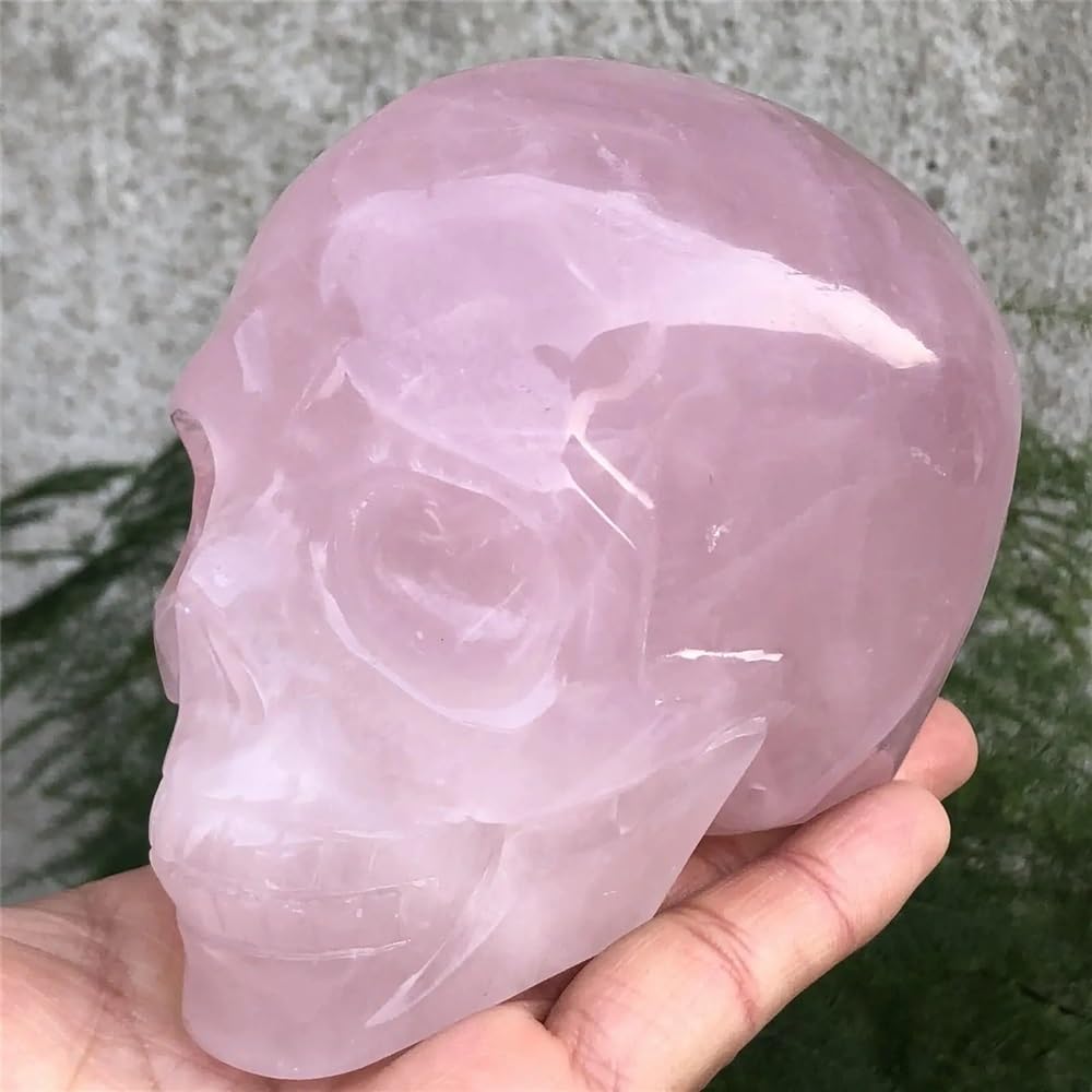 DPURPIWADY Rose Quartz Hand Carved Crystal Skull (Size : 900-1000g)