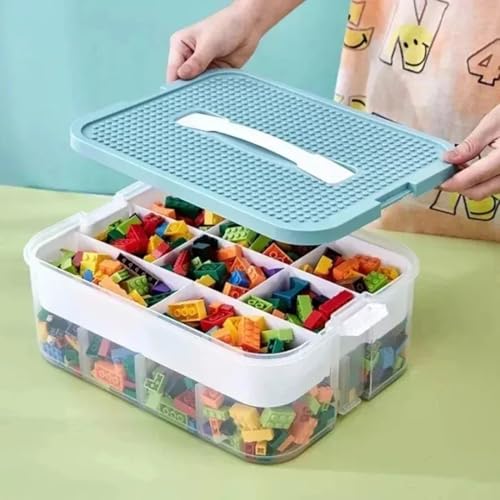 Caja de almacenamiento de bloques y juguetes pequeños con compartimentos 3