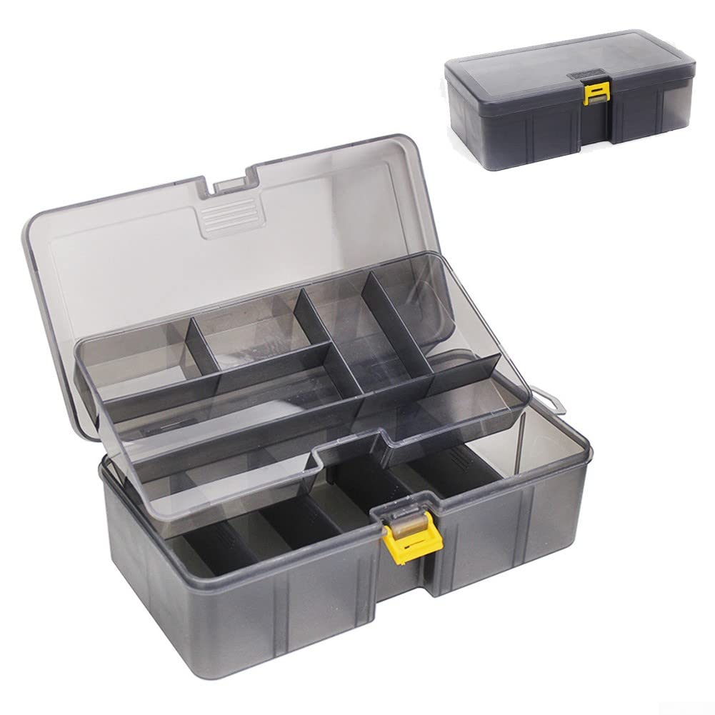 Lure Tackle Box, Double Layer Fishing Accessories Adjustable Fake Bait Hook Box For Fishing, 21.5cm*12cm*6.7cm
