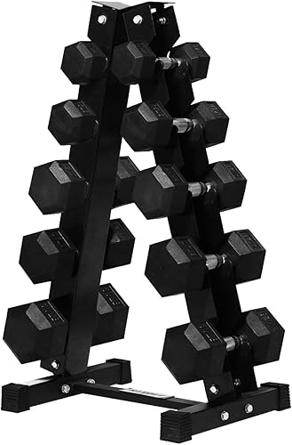 Miniatura 30 de RitFit 5-780LBS Rubber Coated Hex Dumbbell Weight Set with Rack for Home Gym, Strength Training, Workouts