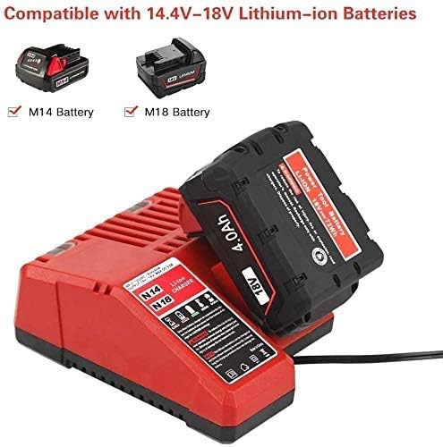 Miniatura 2 de maki Lithium-ion Battery Charger Multi Voltage Charger Replacement for Milwaukee M18 14.4V-18V 48-11-1850 48-11-1840 48-11-1815 48-11-1828
