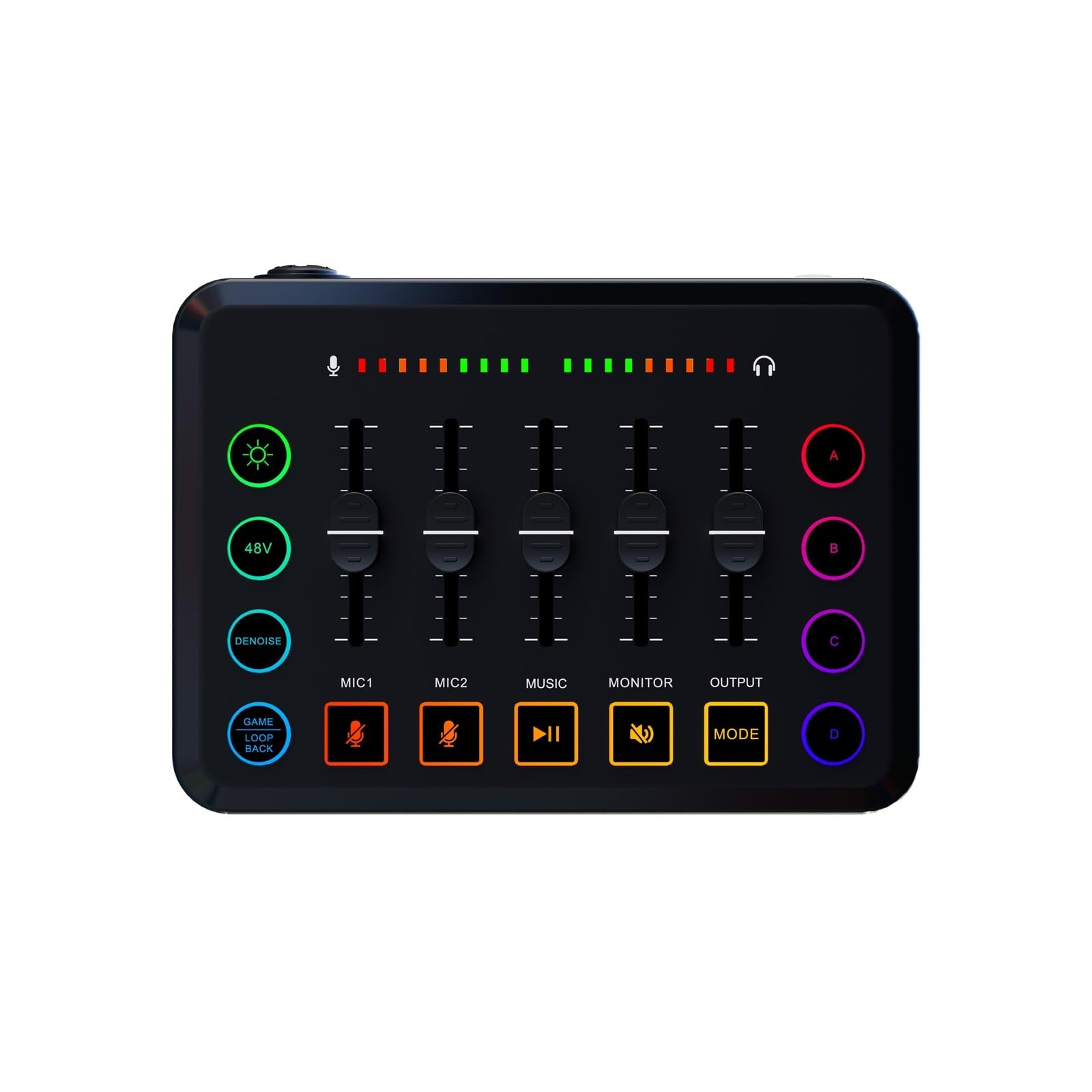 Mixer Sound Card Effect RGB Live Streaming DJ Controller Console Interface Mixer