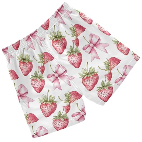 Pigsaly Boys' Swim Board Shorts Watercolor Pink Bow Strawberry Boy's Swim Trunks Kids Swimwear 5T2