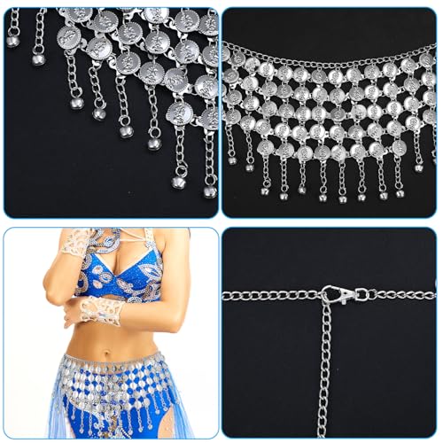 Coin Belly Dance Skirt Accessory, Adjustable Coin Belt Chain, Fringe Hip Scarf for Women, Dancer Outfit for Belly Dance4