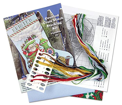 Tobin Santa's Train Cross Stitch Stocking Kit, 17" Long 14 Count #TOP2