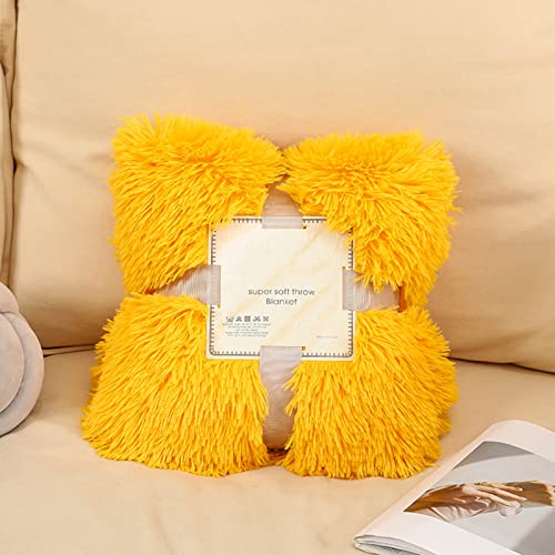 Manta Sofa Invierno,Manta Cama,Manta Pelo Largo de Piel Sintética,Manta Calentita,Esponjosa Manta,Manta Peluche,Franela de Doble Cara,Manta para Sofa,Doble Cara Gruesa,Yellow 2,200*230cm/79*81in