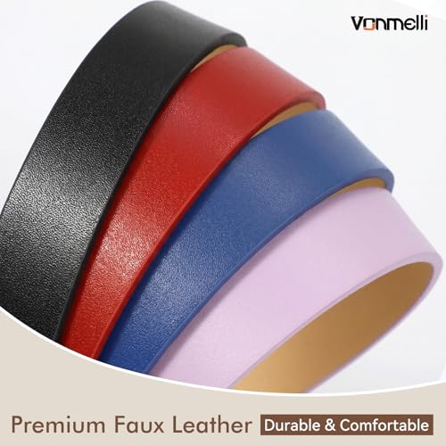 Image of VONMELLI 4 Pack Womens Thin Leather Belt Skinny Waist Belts for Women Fashion Jeans Dress with Gold Buckle