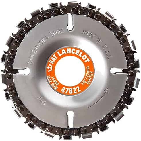 King Arthur's Tools Original & Patented Lancelot 22 Tooth 7/8" Center Circular Carving Disc for Woodworking, Removal, Cutting, and Shaping - Fits most Standard 4 1/2", 115-125mm Angle Grinders # 47822