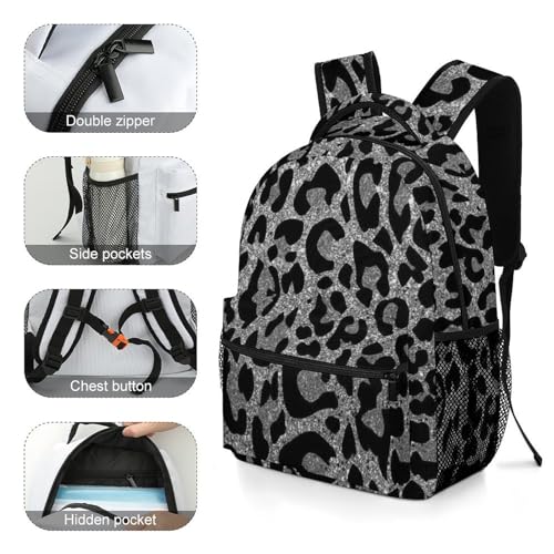 Leopard Print Cheetah Pink Backpack School Bags Bookbags for Teen Kids Travel Camping Daypack4