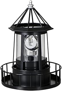 Angoily Solar Lighthouse Light Garden Solar Lighthouse Solar Lighthouse Tops Solar Rotating Light LED Solar Lamp Landscape Lamp Outdoor Lights (Black)
