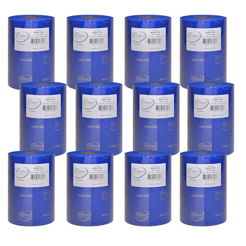 Image of Expo International Decorative Matte Tulle, Roll /Spool of 6 inch X 100 Yards, Lightweight Polyester Tulle Fabric for Tutus, Costumes, and Party Decorations, Washable, Easy-to-Use, Pack of 12, Royal Blue