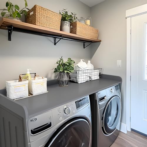 Kaboon Washer Dryer Countertop 58" x 28" Extra Large Version, Melamine Countertop with 3.5" Edge Rails, Laundry Room Organization, Grey
