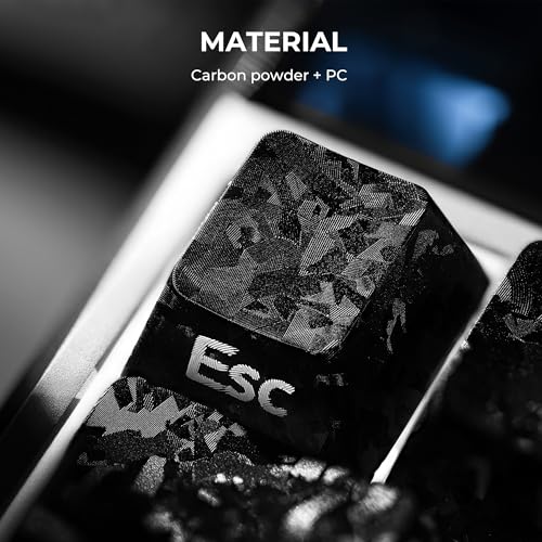 Image of XVX Black Keycaps, Forged Carbon-Look Cherry Profile Keycap Set, 119-Key Keyboard Keycaps Compatibility with ANSI Layout MX Switches Mechanical Keyboard