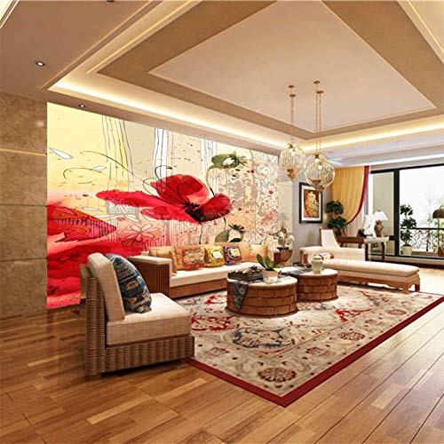 Msrahves Adesivo da Parete 3D Rosso moda piante