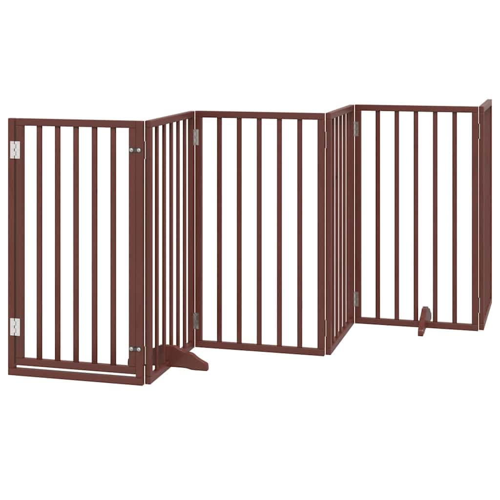 vidaXL Puerta de Perros Plegable 15 Paneles Madera álamo marrón 750 cm