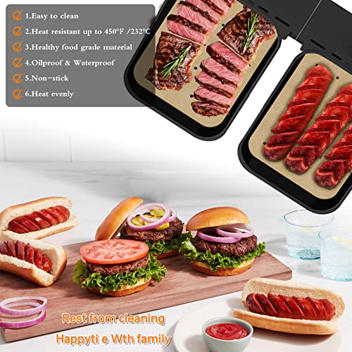 Image of WMKGG Rectangular Air Fryer Parchment Paper, 200 PCS Air Fryer Liners | Disposable Perforated Parchment with 2 Grilling Mat for Ninja DZ201 Foodi 6-in-1 8-qt. 2-Basket