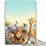  Puzzles 1000 pièces pour Adultes et Adolescents, Monde Animal Africain, Anti-Stress, défi Difficile avec Affiche et fiche de Questions-réponses Assorties 26x38cm