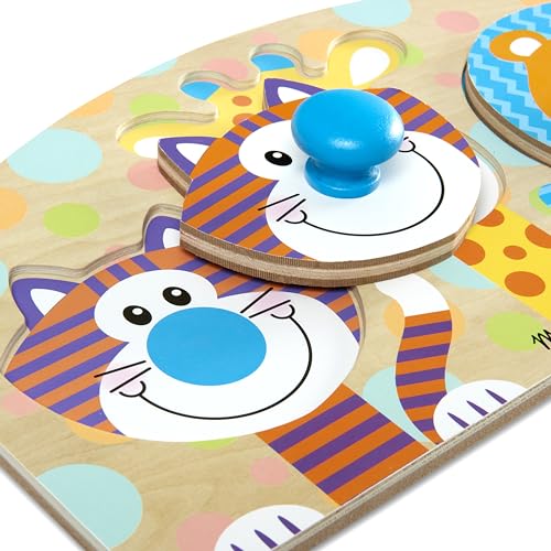 Melissa & Doug First Play Wooden Jumbo Knob Safari Animal Puzzle (3 pcs) Large Puzzles for Babies and Toddlers Ages 1+ - image 8