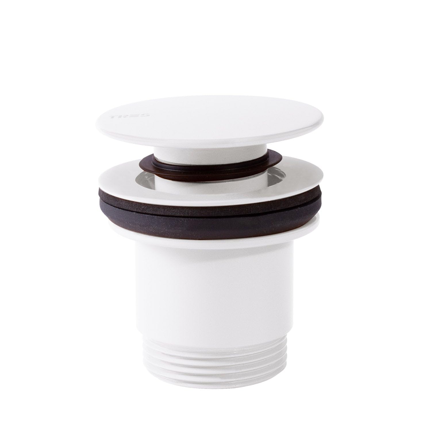 Tres 24284010BM Válvula de Desagüe Click-Clack Simple-Rapid Lavabo con Opción Siempre Abierta Color Blanco Mate