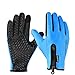 Gants de vélo de Sports d'hiver Gants Chauds en Molleton Gants pour Hommes Coupe-Vent - S077-1-Bleu, M