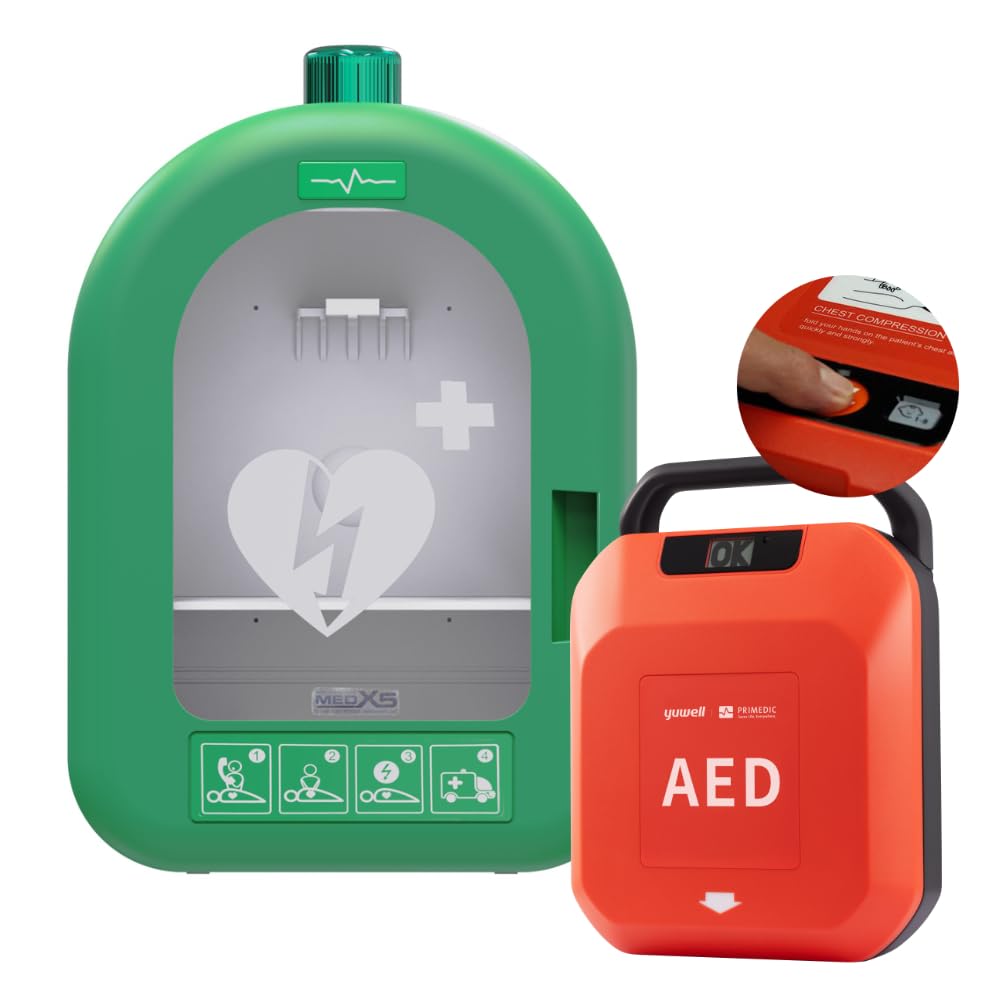 Sportvereine Set, Primedic HeartSave Y, Erste Hilfe Defibrillator mit manueller Schockabgabe, (Made in Germany & 8 Jahre Herstellergarantie*) zzgl. Innenwandkasten