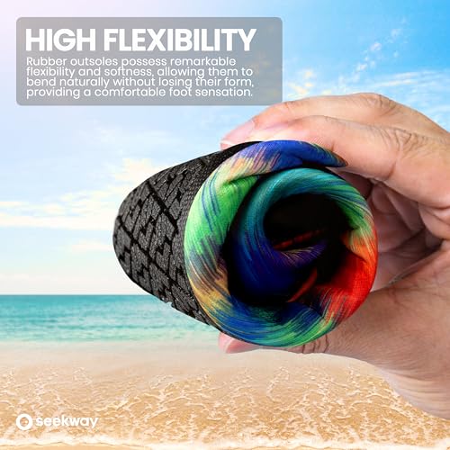 Image of SEEKWAY Water Shoes Women Men Adult Quick-Dry Aqua Socks Barefoot Non Slip for Beach Swim River Pool Lake surf Black SK002(U)