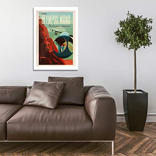 Affiche SpaceX Mars Olympus Mons encadrée format medium mat pour salon