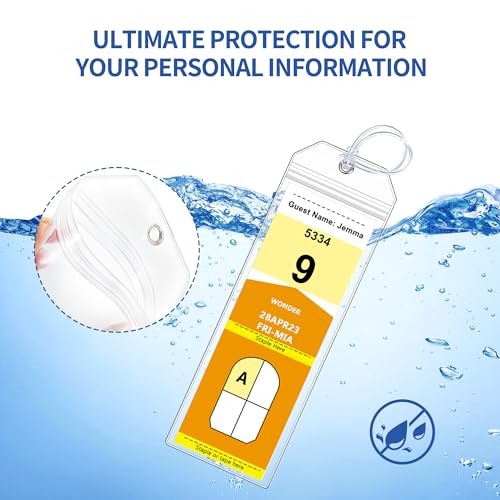 Image of SEAVILIA 20 Pack Cruise Luggage Tag Holder for Royal Caribbean & Celebrity, Cruise Essentials 2026 Waterproof PVC, Zip Seal Top, Narrow Size, Reusable & Durable Cruise Must Haves, Travel Essentials