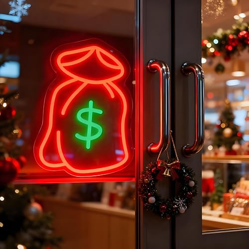 Neonawall Money Business Neon Sign Light Up Letters Led Sign for Wall Decor Door Signs Led Decorative Night Signs Decorations Supplies Birthday Gift for Grand Opening Shop Bar Club Home Bedroom
