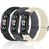 [Huamanlou] コンパチブル Xiaomi Mi Band 7/6/5 バンド 、弾性スポーツ 柔らかく快適で通気性の良い無段階で長さ調節ナイロンループ換えバンド3 Pack