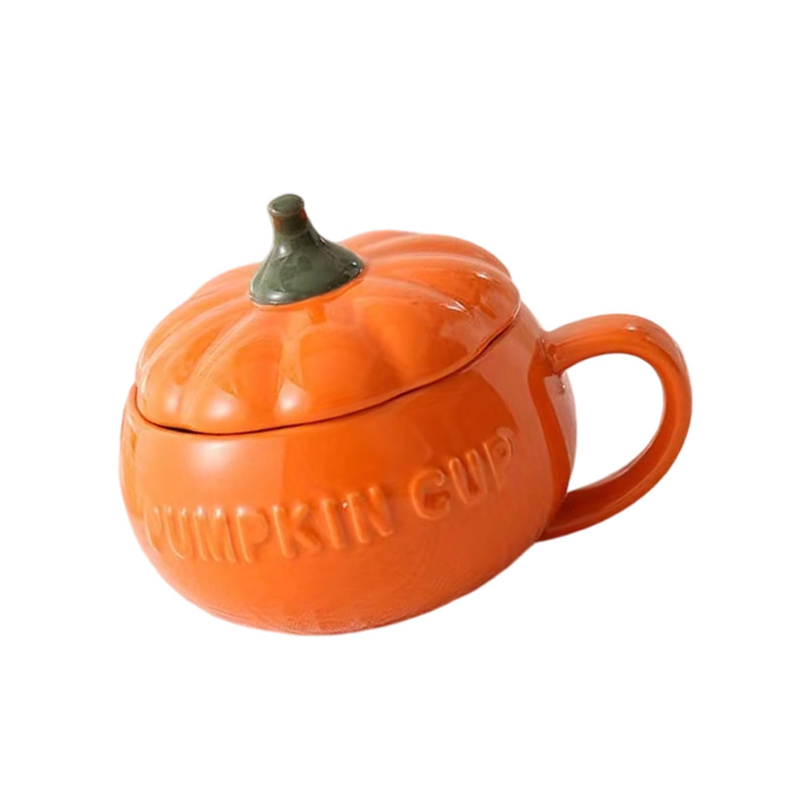 MALSSE Halloween Ceramic Pumpkin Mug with Lid, Cup for Coffee & Hot Drinks, Dishwasher Safe Party Kitchenware Halloween Ceramic Mug