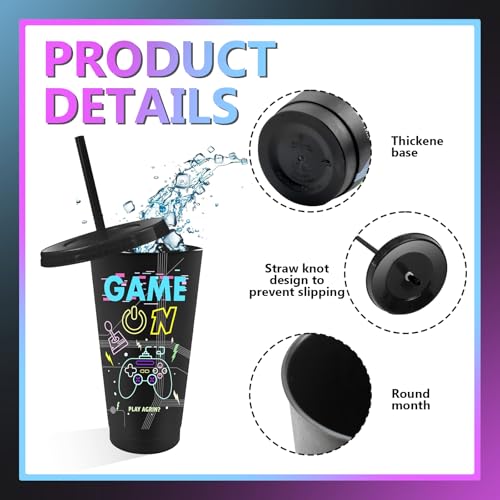Gobelets en plastique réutilisables de 710 ml noirs avec couvercles étanches - 5