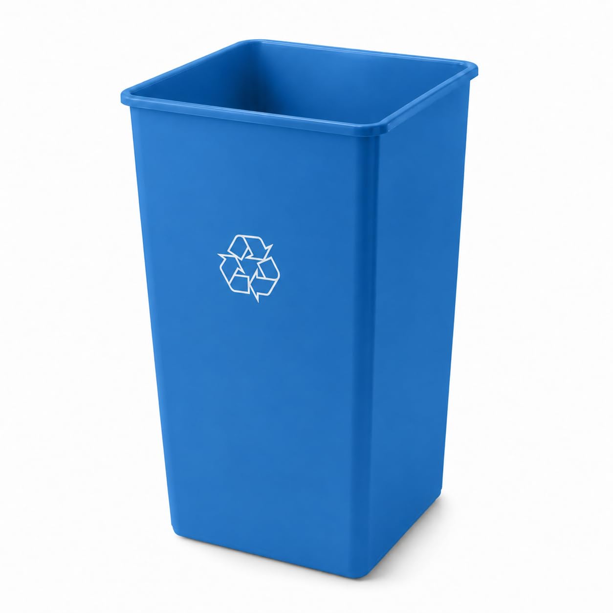 Square Recycling Can by Glownary – 50 Gallon, 50.0 gallons, Resin, Blue, Model 475sq50blrec