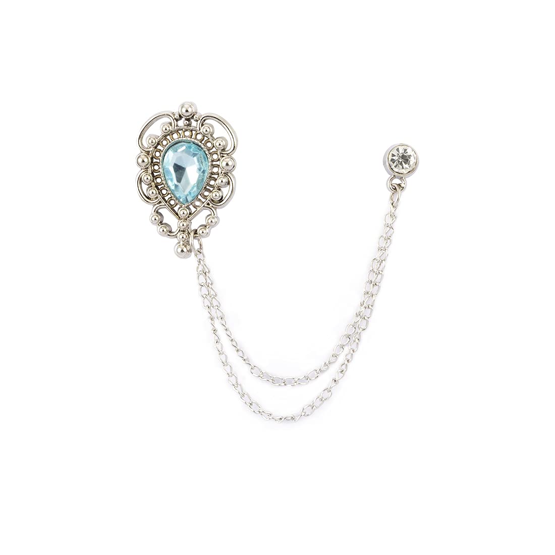 Silver Baby Blue Stone Lapel Pin Badge Coat Suit Wedding Gift Party Shirt Collar Accessories Brooch for Men-image-2