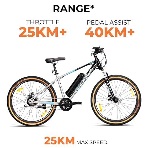Image of NINETY ONE Wolverine X | Electric Cycle | 7.8Ah Battery | 27.5T | 91 Tuf Shox Front Suspension | 250 Watt IP65 BLDC Motor | 99% pre-Assembled | 2 Years Battery Warranty | Blue Silver